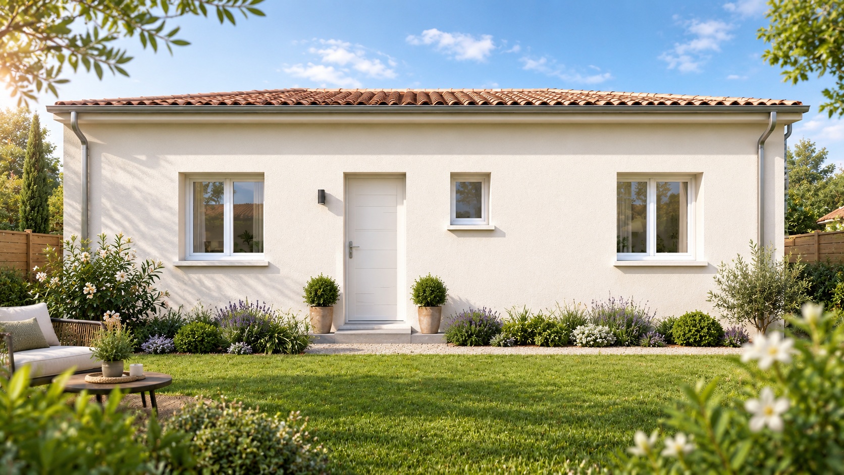 Maison contemporaine de plain-pied 70 m² avec garage à Bessan – terrain 330 m² proche mer et commodités