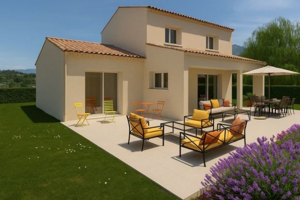 Maison neuve à étage de 120 m² avec garage sur terrain viabilisé de 800 m² à Rochefort-du-Gard (30650), permis déposable