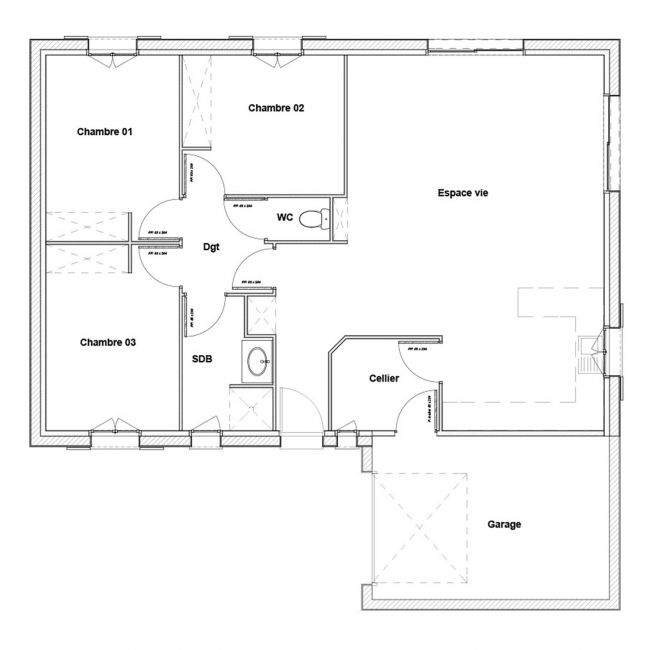 Plan de maison traditionnelle et contemporaine Alizée de 107 m² - Maisons Bati-France