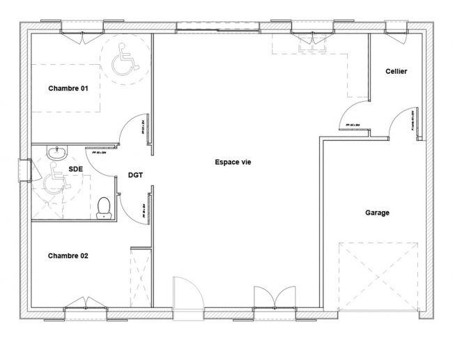 Plan de maison Galet - 85 m² de plain-pied - Maisons Bati-France