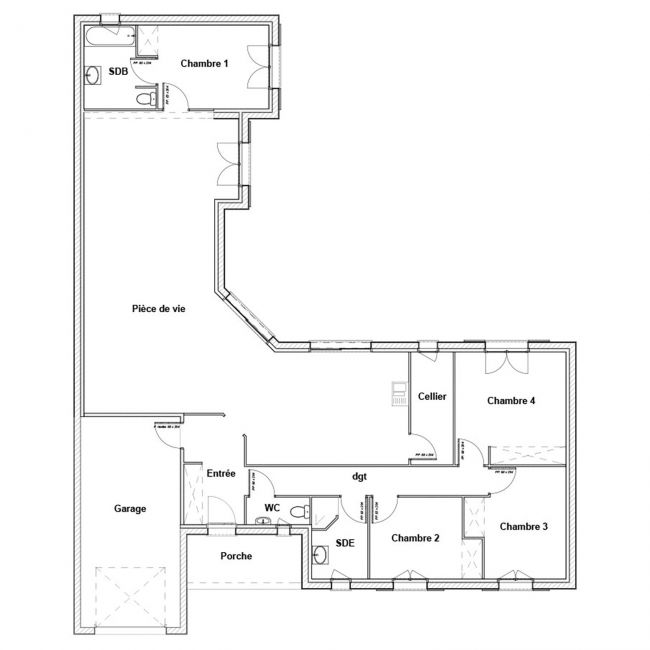 Plan de maison Oléron de plain-pied - 146 m² - Maisons Bati-France