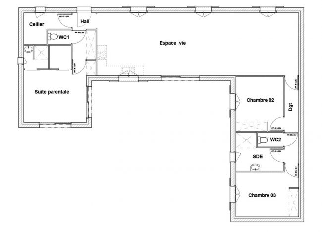 Plan de maison familiale de plain-pied - Pertuis - Maisons Bati-France