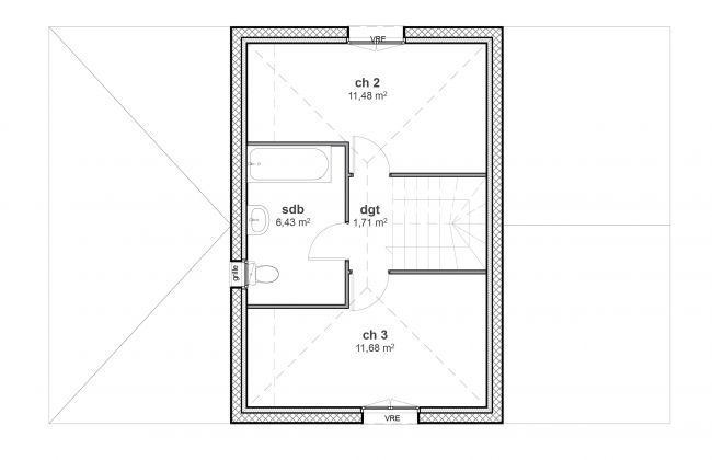 Plan de maison contemporain à étage - Modèle Life R1 - Maisons Bati-France