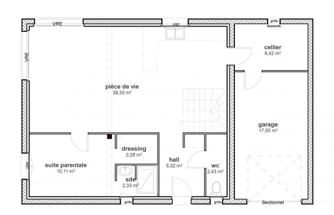 Plan de maison contemporain à étage - Modèle Life RDC - Maisons Bati-France