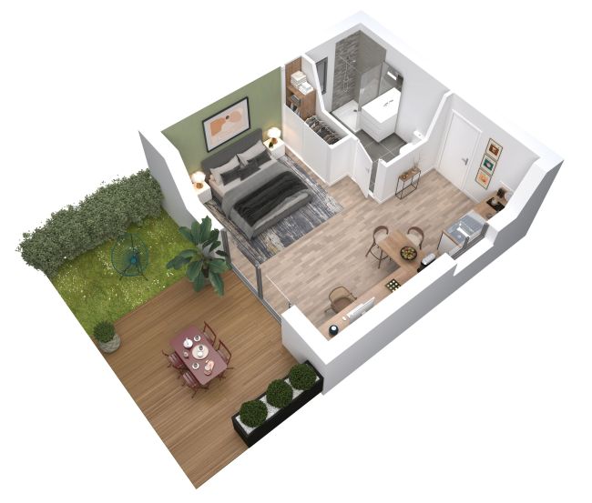 Cocoon 1 - Studio de jardin - Plan axonometrique - Maisons Bati-France