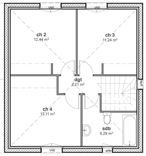 Plan de maison à étage - R1 - Modèle Town - Maisons Bati-France