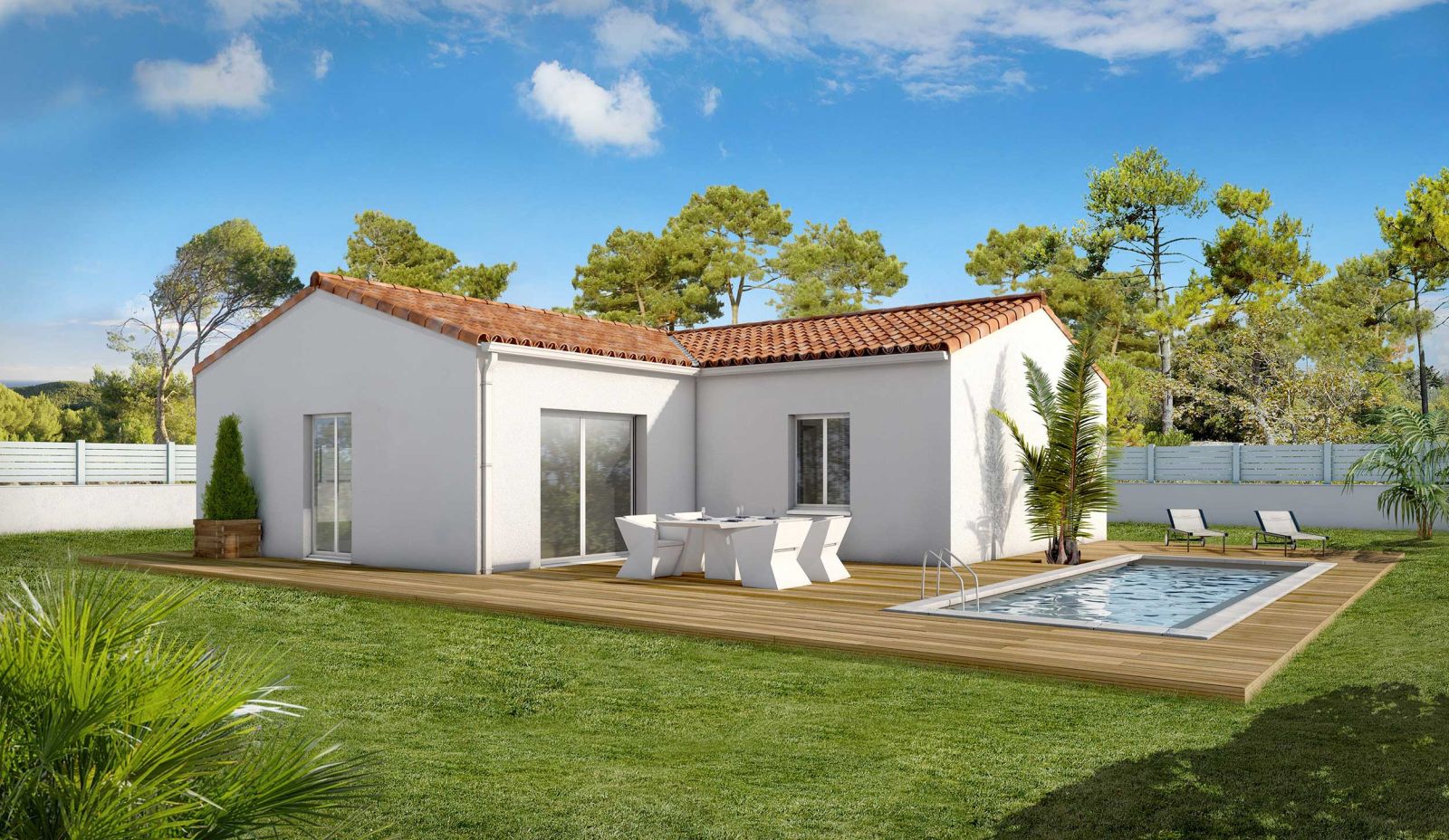 Modèle de maison en L 3 chambres - Estival - Maisons Bati-France