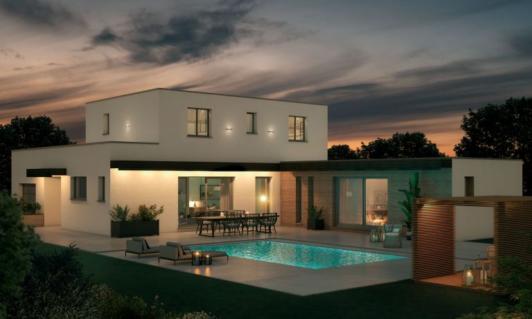 Villa ultra contemporaine R+1 5 pièces pretations haut de gamme 30660 gallargues le montueux