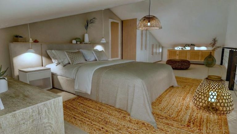 Cocoon 2B - Vue intérieure avec mezzanine - Maisons Bati-France