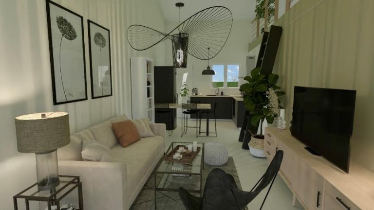 Cocoon 3B - Vue intérieure avec mezzanine - Maisons Bati-France